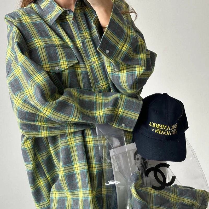 Classic Plaid Camisa Feminina