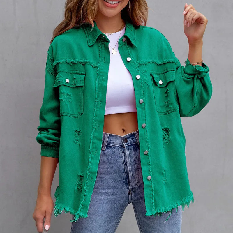 Camisa Jeans Retro Feminina