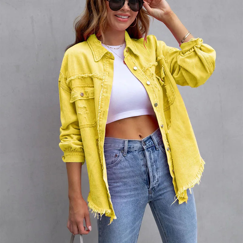 Camisa Jeans Retro Feminina