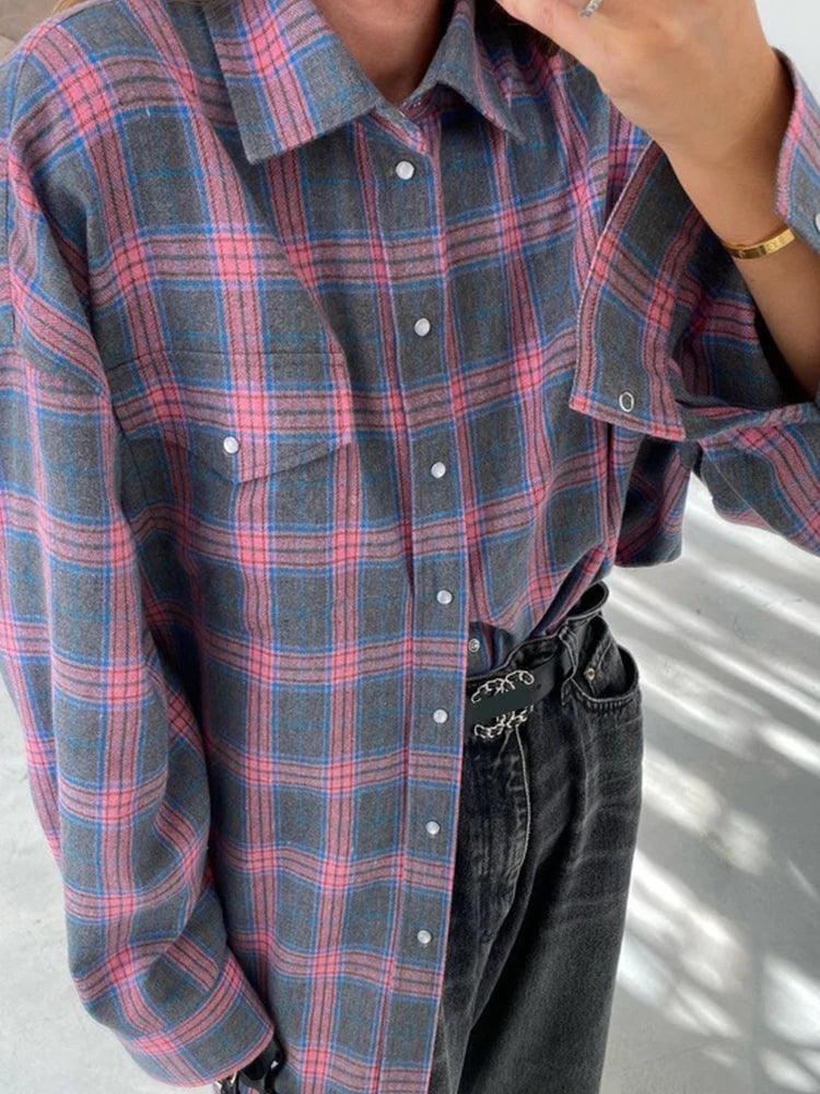 Classic Plaid Camisa Feminina