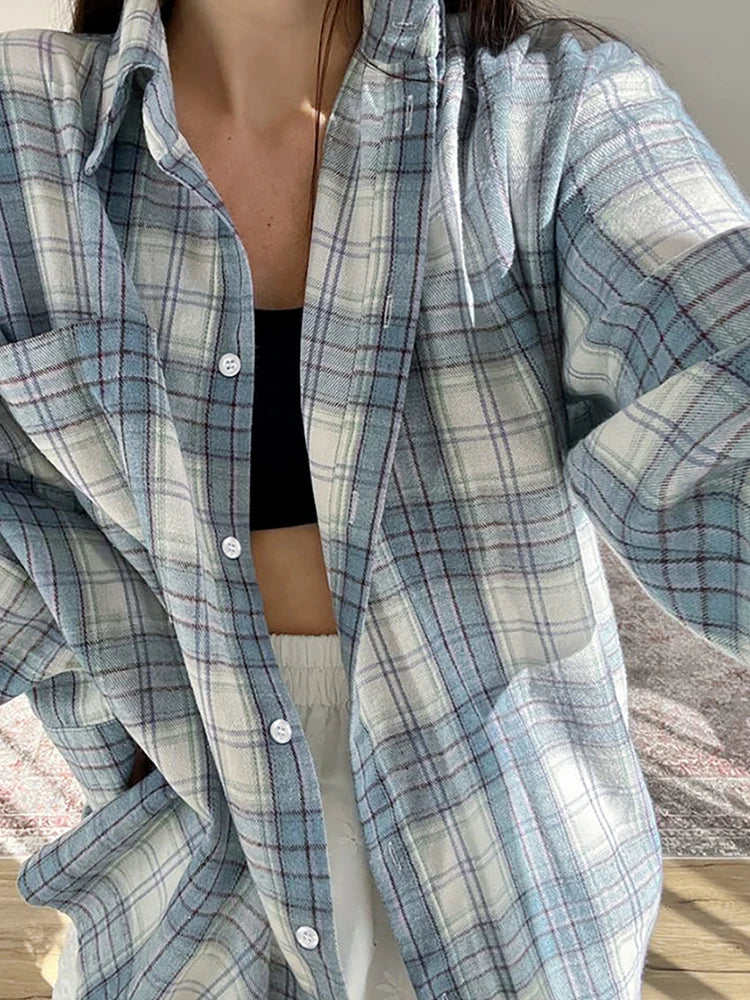 Classic Plaid Camisa Feminina