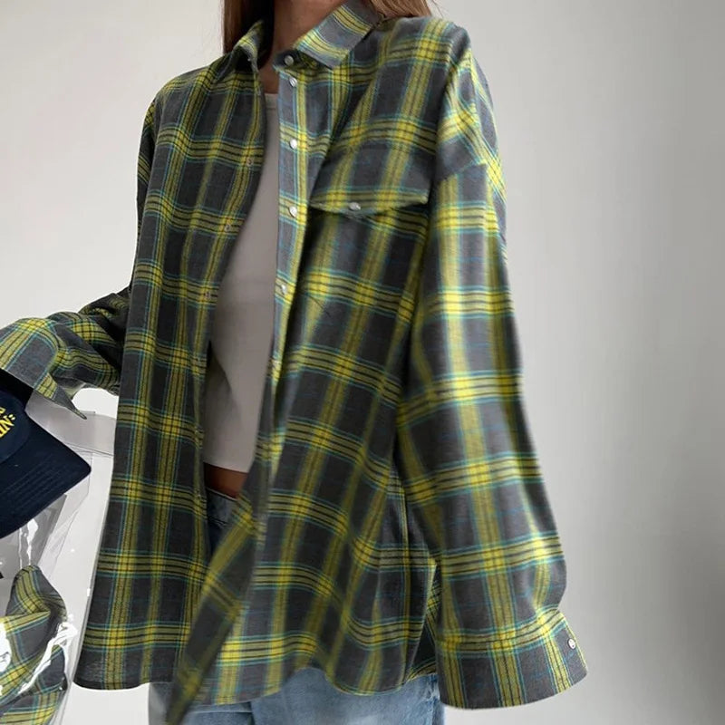 Classic Plaid Camisa Feminina