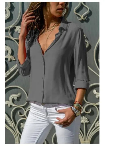 Chiffon Elegance Camisa Feminina