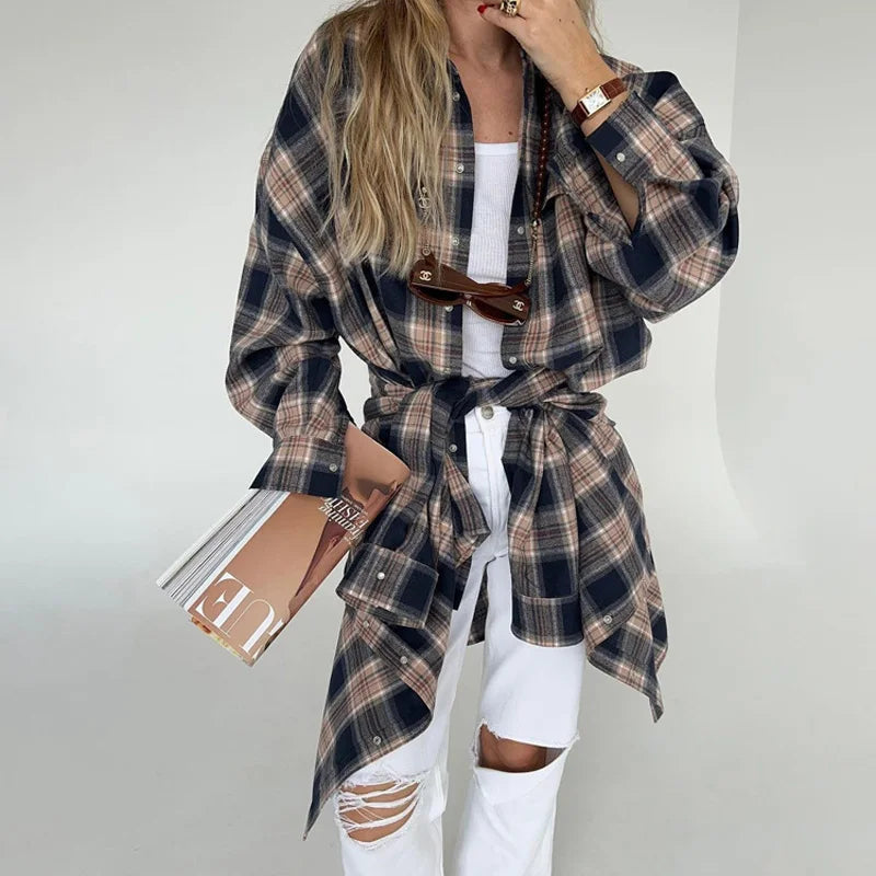 Classic Plaid Camisa Feminina