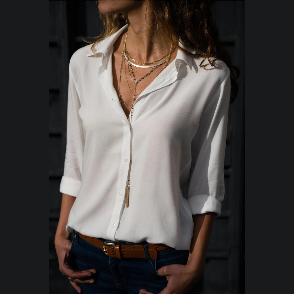 Chiffon Elegance Camisa Feminina